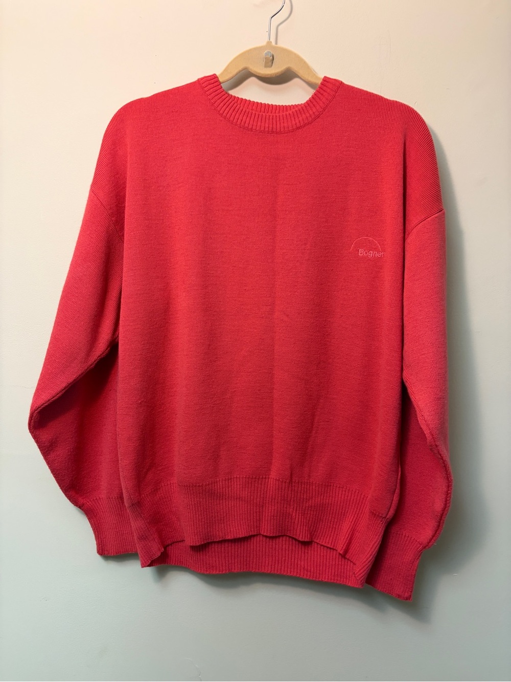 Bogner Men’s Coral-Red Crewneck Sweater
